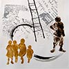 Children below a ladder, with ancestors above and Jewish texts as a background.